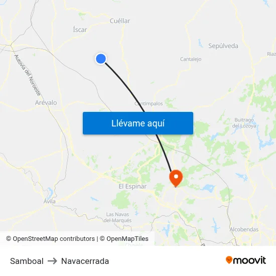 Samboal to Navacerrada map