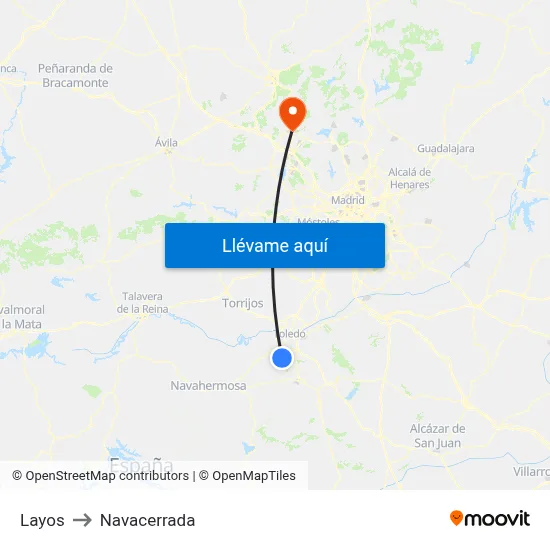 Layos to Navacerrada map