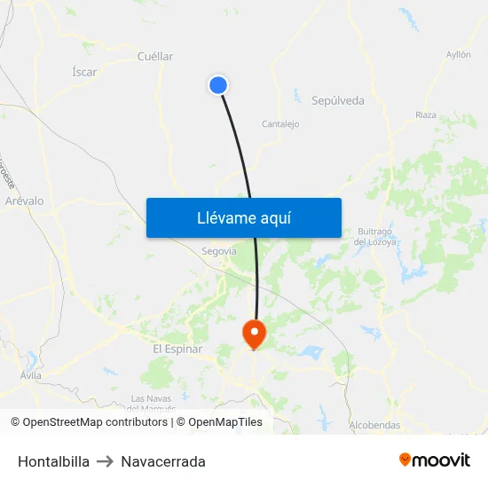 Hontalbilla to Navacerrada map
