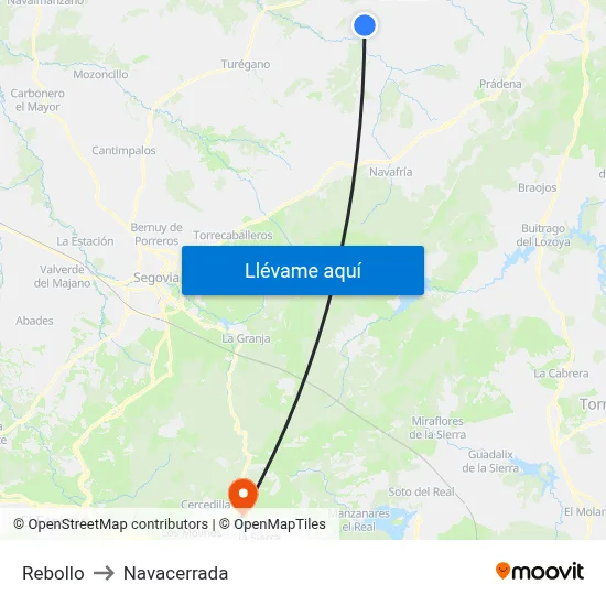 Rebollo to Navacerrada map