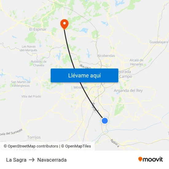La Sagra to Navacerrada map