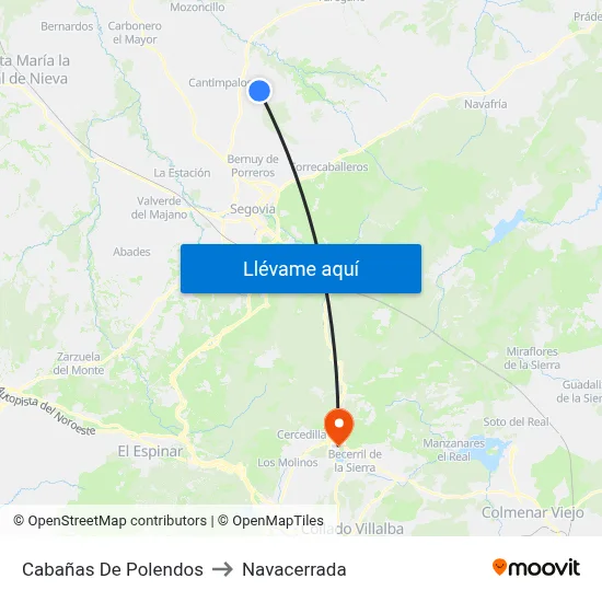 Cabañas De Polendos to Navacerrada map