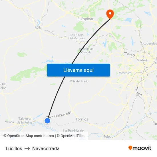 Lucillos to Navacerrada map