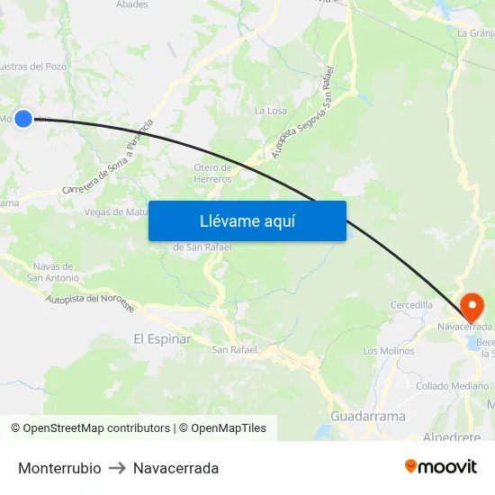 Monterrubio to Navacerrada map