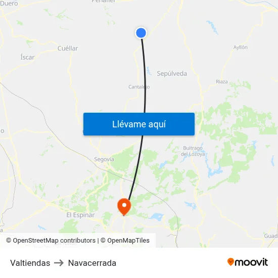Valtiendas to Navacerrada map