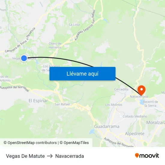 Vegas De Matute to Navacerrada map