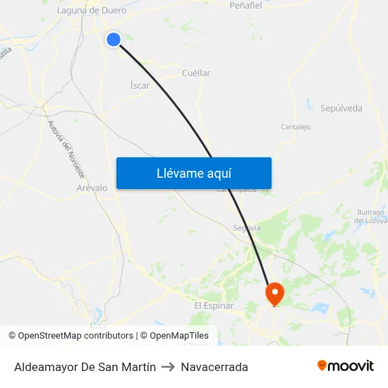 Aldeamayor De San Martín to Navacerrada map