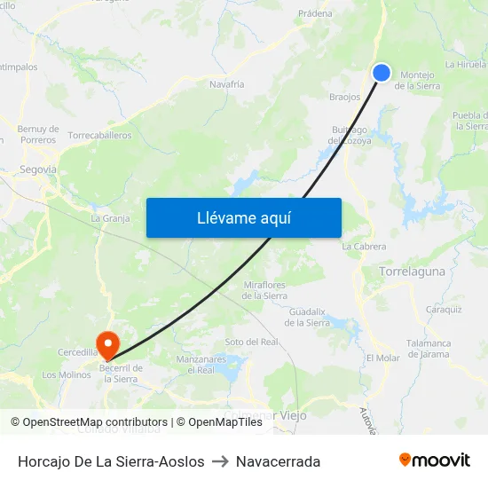 Horcajo De La Sierra-Aoslos to Navacerrada map