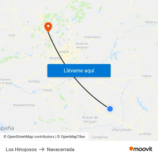 Los Hinojosos to Navacerrada map