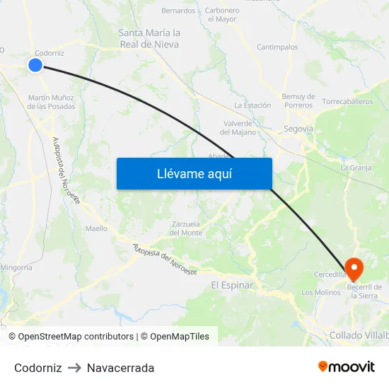 Codorniz to Navacerrada map