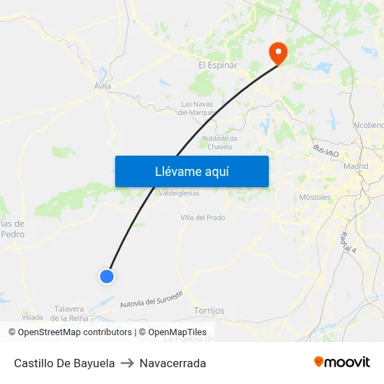 Castillo De Bayuela to Navacerrada map
