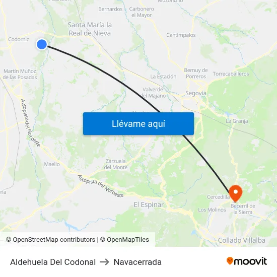 Aldehuela Del Codonal to Navacerrada map