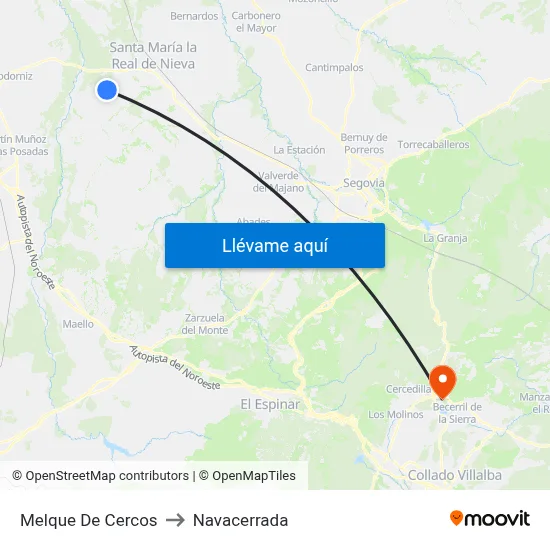 Melque De Cercos to Navacerrada map