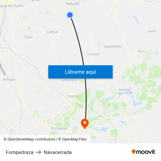 Fompedraza to Navacerrada map