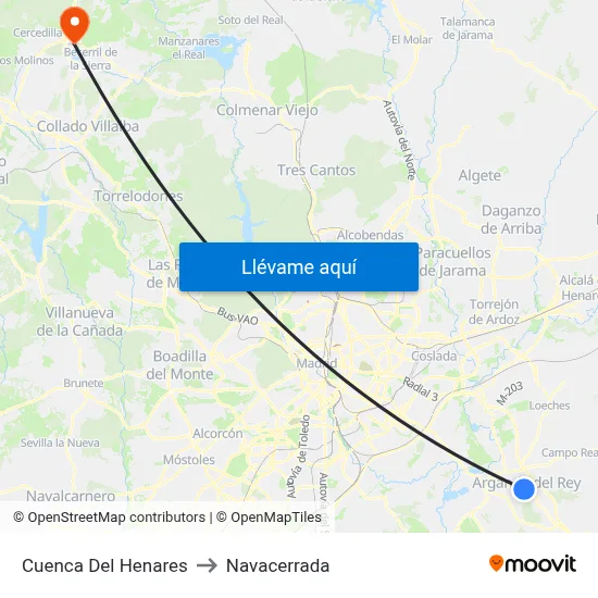 Cuenca Del Henares to Navacerrada map