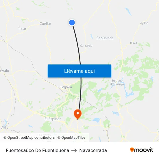 Fuentesaúco De Fuentidueña to Navacerrada map