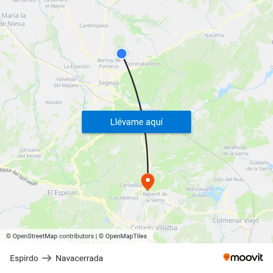 Espirdo to Navacerrada map