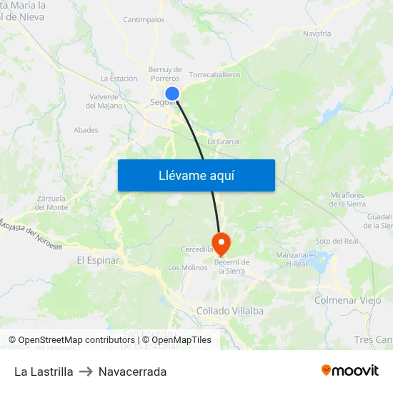 La Lastrilla to Navacerrada map