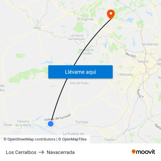 Los Cerralbos to Navacerrada map