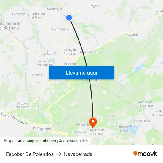 Escobar De Polendos to Navacerrada map