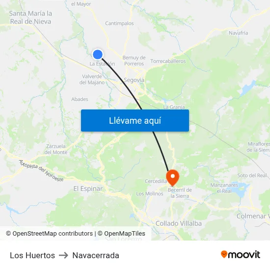 Los Huertos to Navacerrada map