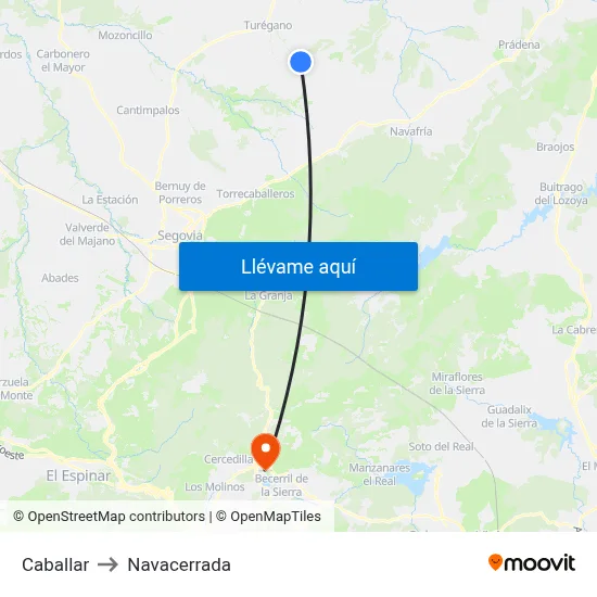 Caballar to Navacerrada map