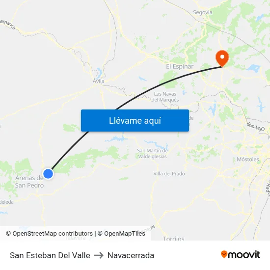 San Esteban Del Valle to Navacerrada map