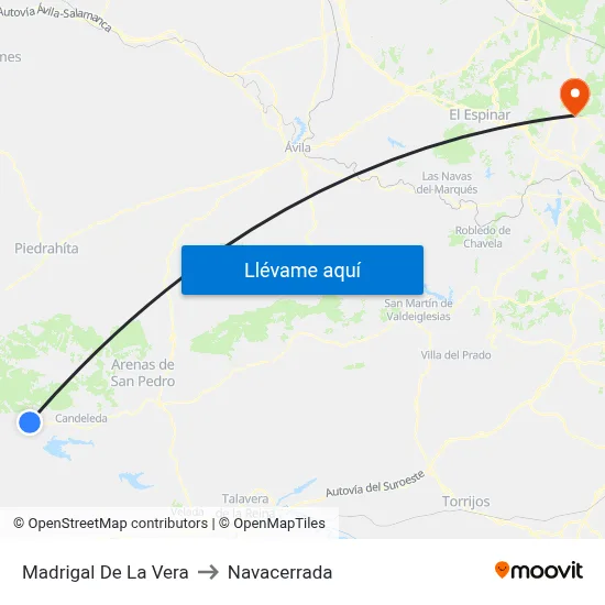 Madrigal De La Vera to Navacerrada map
