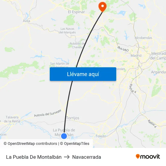 La Puebla De Montalbán to Navacerrada map