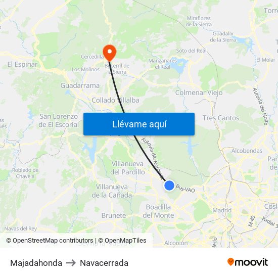 Majadahonda to Navacerrada map