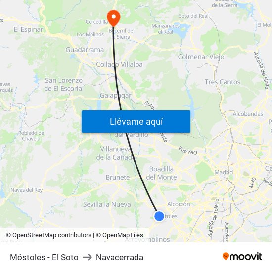 Móstoles - El Soto to Navacerrada map