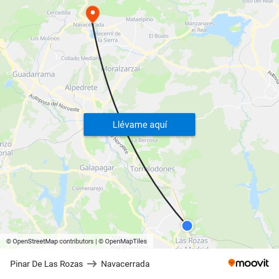 Pinar De Las Rozas to Navacerrada map