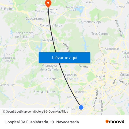 Hospital De Fuenlabrada to Navacerrada map