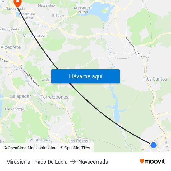 Mirasierra - Paco De Lucía to Navacerrada map