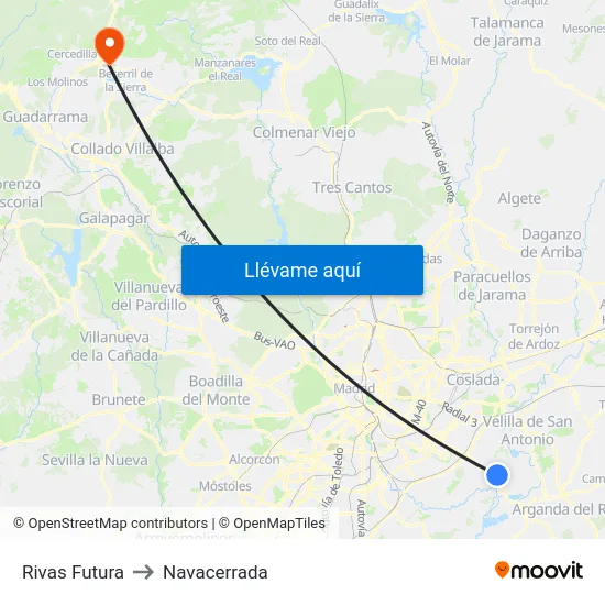 Rivas Futura to Navacerrada map