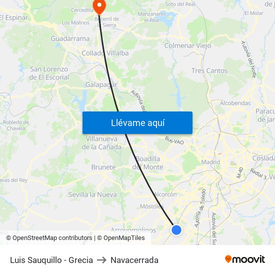 Luis Sauquillo - Grecia to Navacerrada map