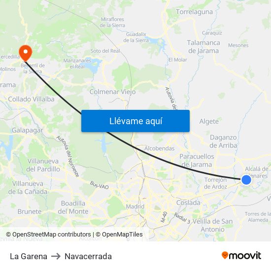 La Garena to Navacerrada map