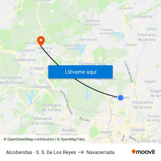 Alcobendas - S. S. De Los Reyes to Navacerrada map