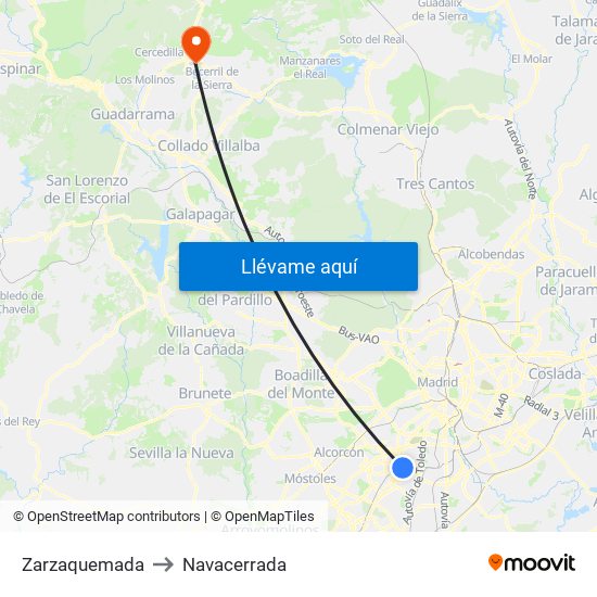 Zarzaquemada to Navacerrada map