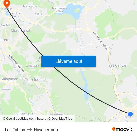 Las Tablas to Navacerrada map