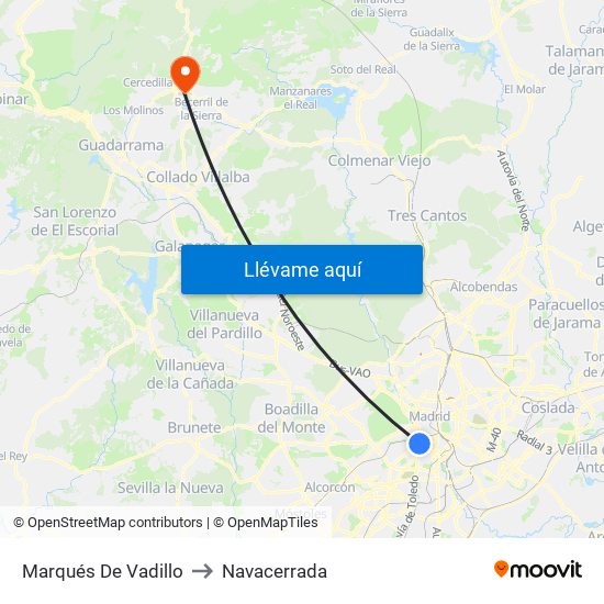 Marqués De Vadillo to Navacerrada map