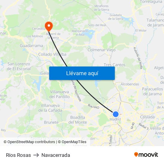 Ríos Rosas to Navacerrada map