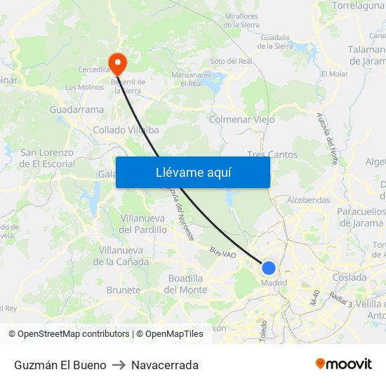 Guzmán El Bueno to Navacerrada map