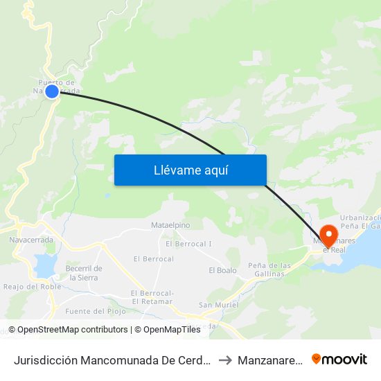 Jurisdicción Mancomunada De Cerdedilla Y Navacerrada to Manzanares El Real map