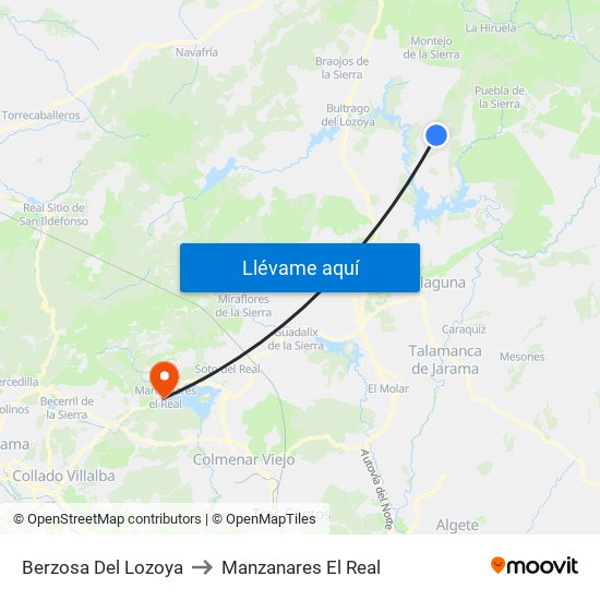 Berzosa Del Lozoya to Manzanares El Real map
