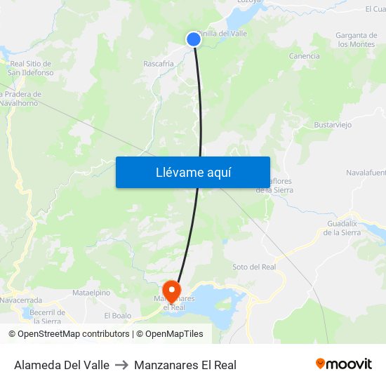 Alameda Del Valle to Manzanares El Real map