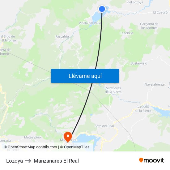 Lozoya to Manzanares El Real map