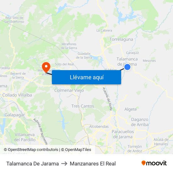 Talamanca De Jarama to Manzanares El Real map