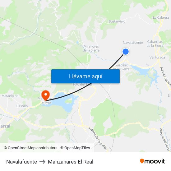 Navalafuente to Manzanares El Real map