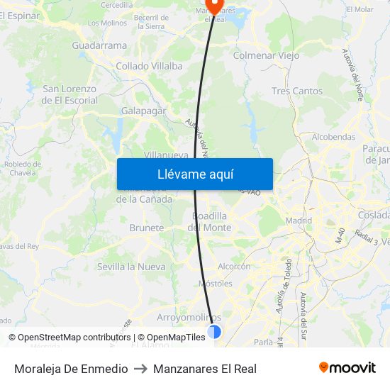 Moraleja De Enmedio to Manzanares El Real map